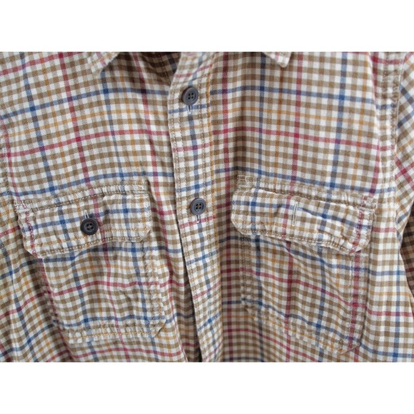 Abercrombie & Fitch Flannel Shirt Muscle Check Large Orange blue - Picture 4 of 8